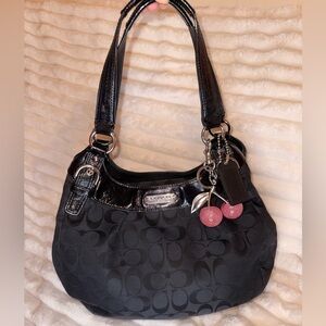 Coach Black Signature Print Shoulder Bag